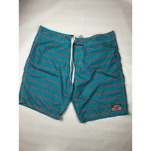 Ambsn Men's 32 Swim Shorts  Blue Lace Pocket Polyester A11